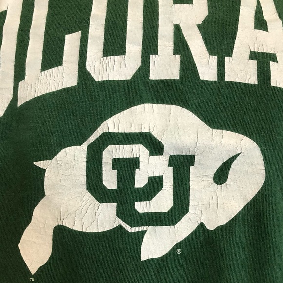 Vintage 90's Oneita Colorado Buffaloes Green Single Stitch Made in USA Shirt M - Picture 4 of 10